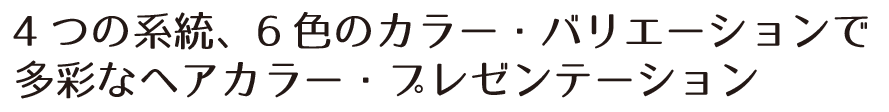 4つの系統、6色のカラー・バリエーションで多彩なヘアカラー・プレゼンテーション